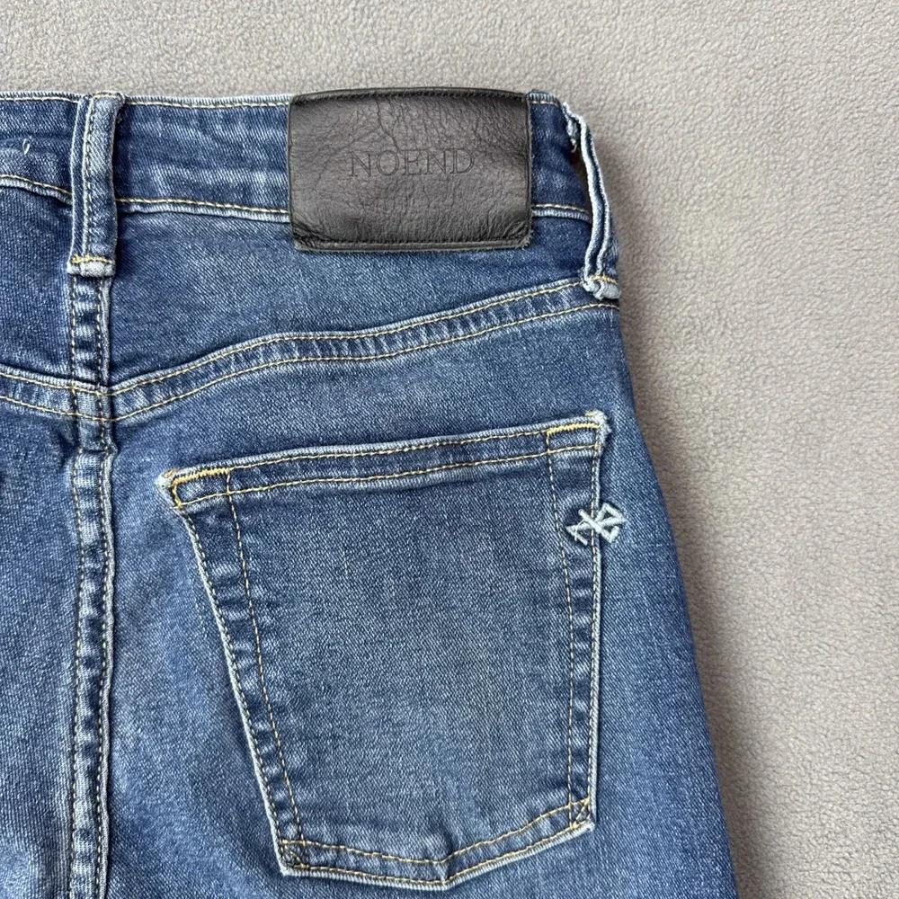 NoEnd Denim Jeans Womens 24 Blue Kick Flare Mid Rise Medium Wash USA Made‎